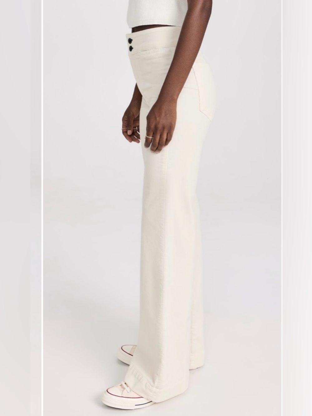 ASKK NY High-Rise Wide Leg Jeans in Cream - Picture 3 of 10